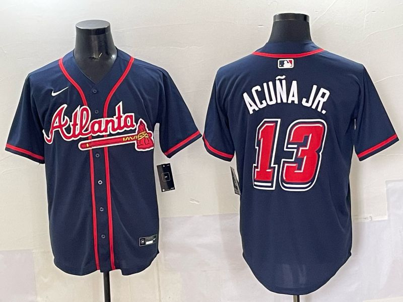 Men Atlanta Braves #13 Acuna jr Drak Blue Nike 2025 MLB Jersey style 01->atlanta braves->MLB Jersey